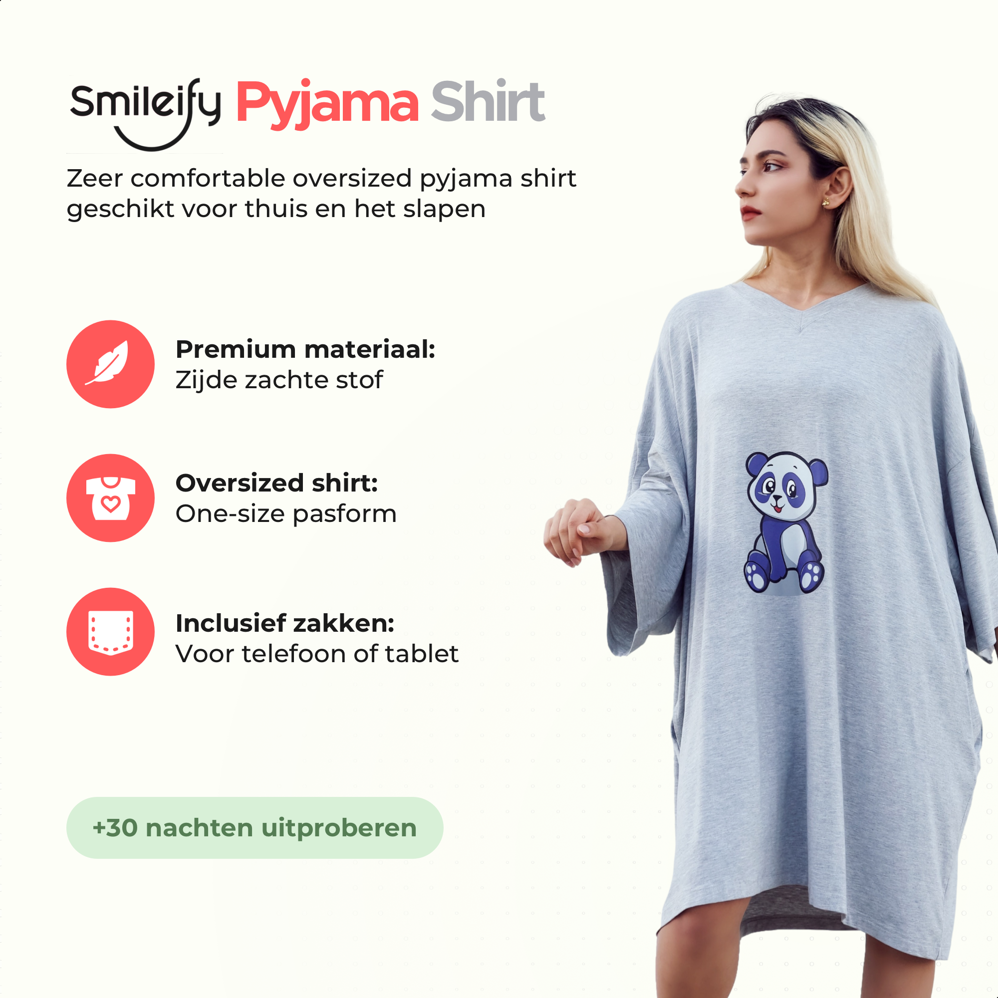 Smileify™ Premium Pyjama Slaapshirt - Panda print