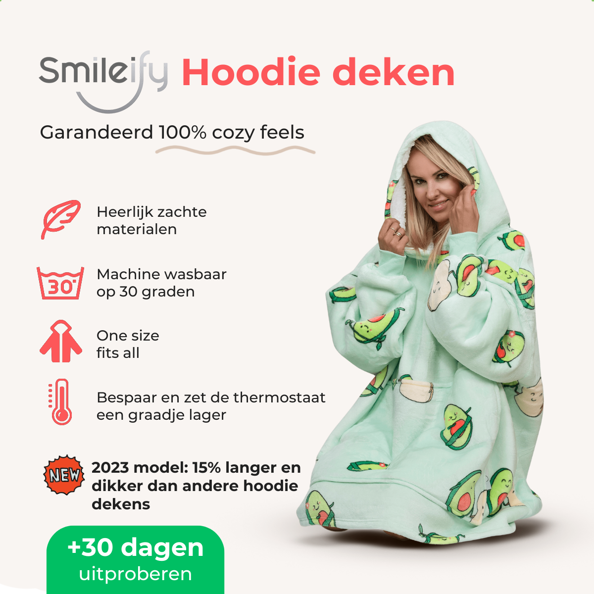 Smileify™ Hoodie Deken - Avocado - Pro Max