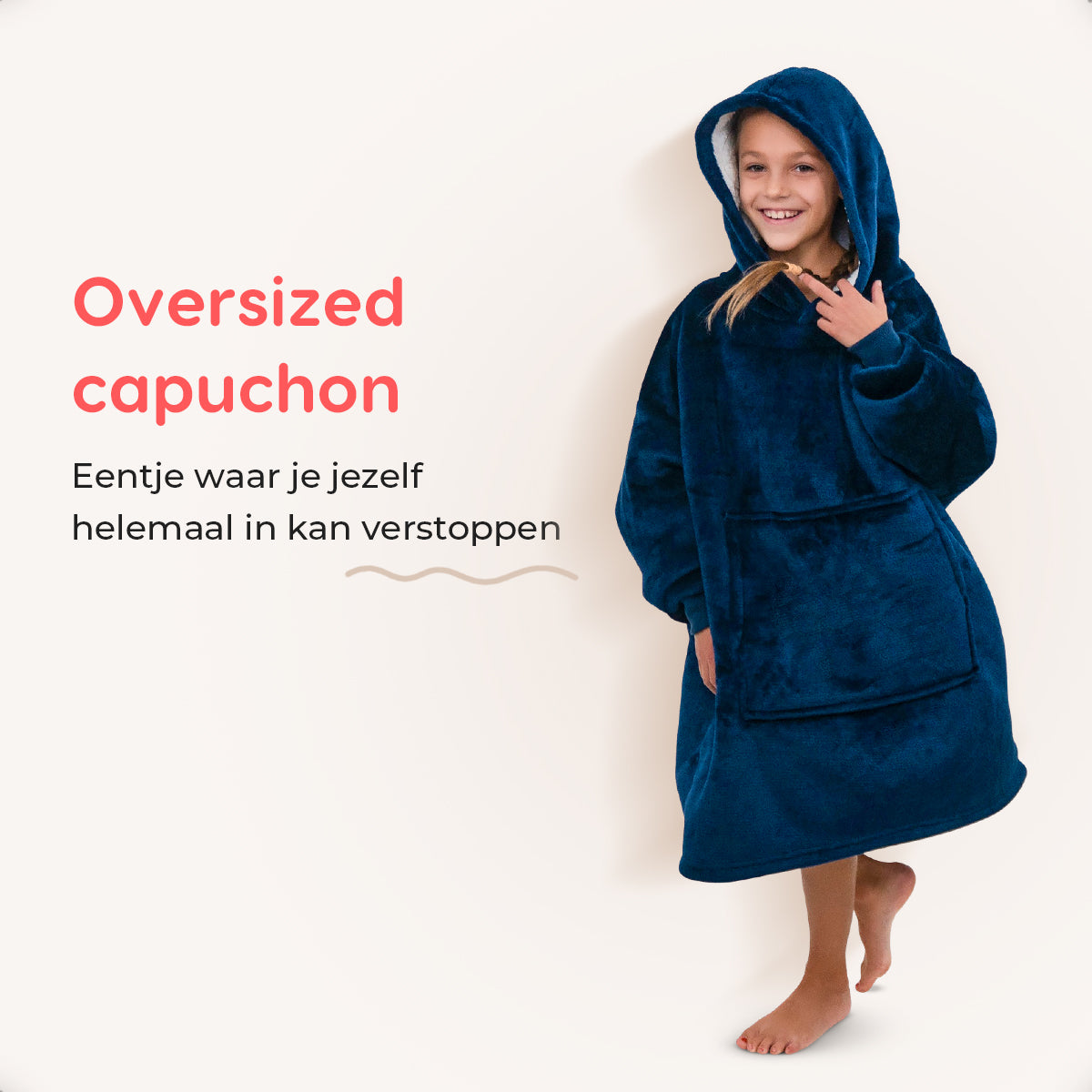 Smileify™ Hoodie Deken - Blauw - Kids