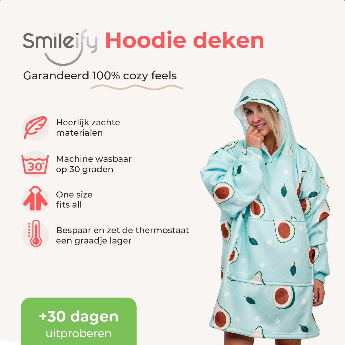 Smileify™ Hoodie Deken - Avocado - Pro