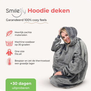 Smileify™ Hoodie Deken - Donker Grijs - Pro