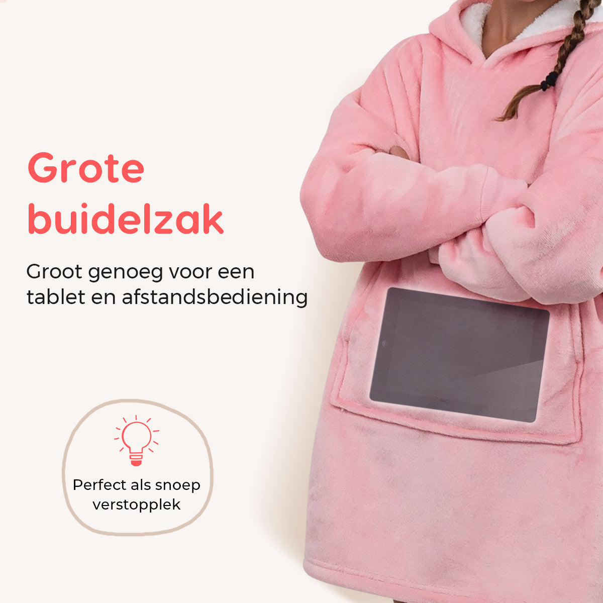 Smileify™ Hoodie Deken - Licht Roze - Kids