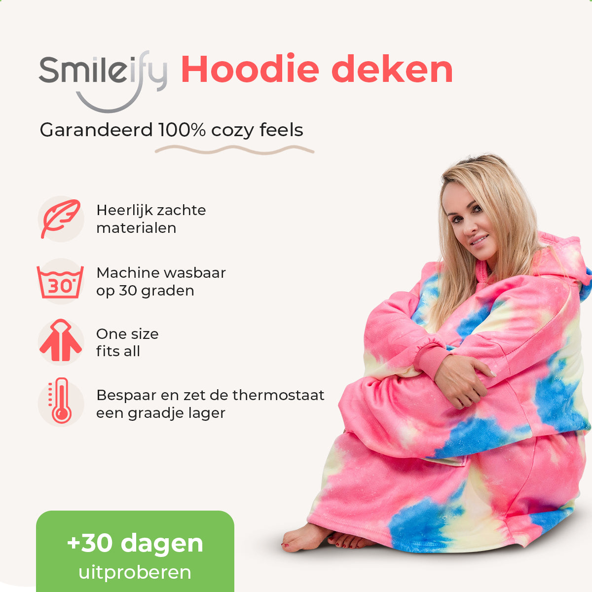 Smileify™ Hoodie Deken - Tie-dye - Pro