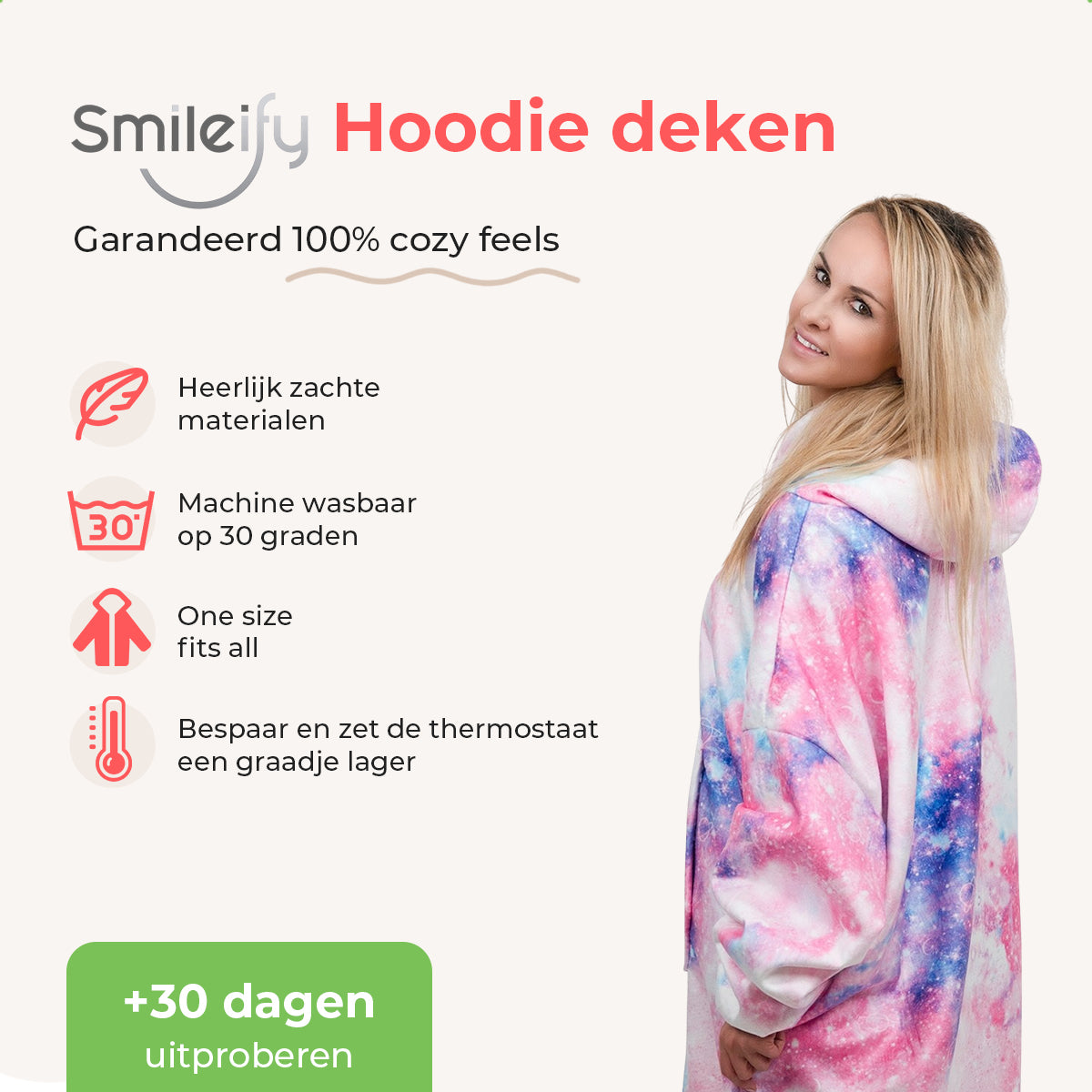 Smileify™ Hoodie Deken - Pink Stars - Pro