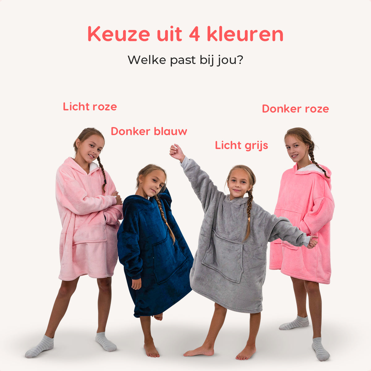 Smileify™ Hoodie Deken - Licht Roze - Kids